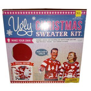 UGLY CHRISTMAS SWEATER KIT SIZE XL RED NEW SEALED SPECIAL EDITION INCLUDES DECOR
